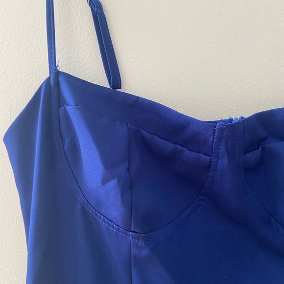 Corset style dress deep blue long flowy - Picture 3 of 3